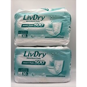 2-LivDry Absorbent Incontinence Pad Insert Long Length  Unisex Men and Women 30